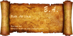 Bak Arika névjegykártya